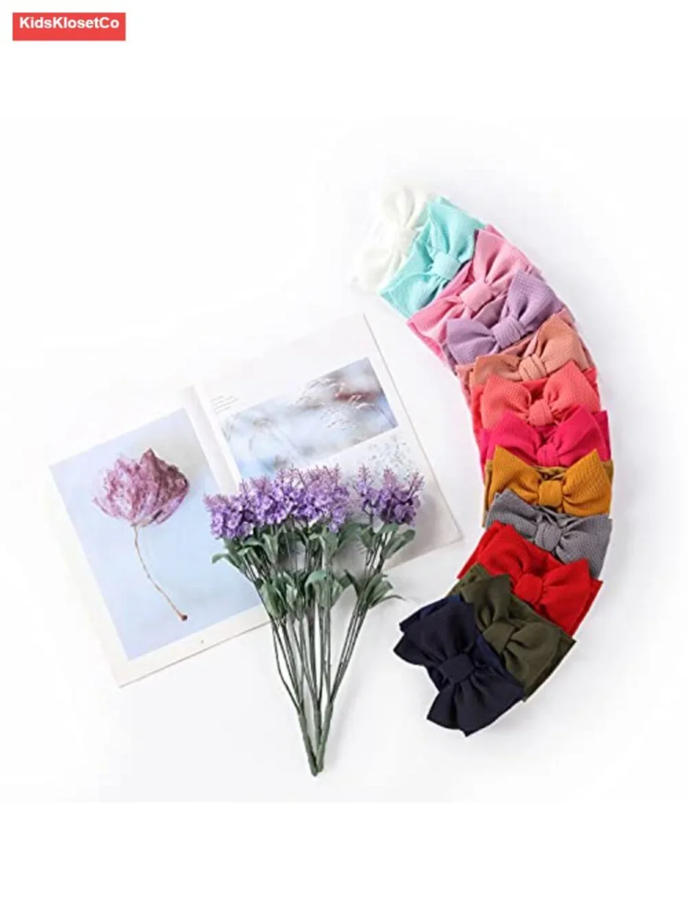 12 Pack Oversized Stretchy Nylon Baby Hair Bows Big Knot Headwraps